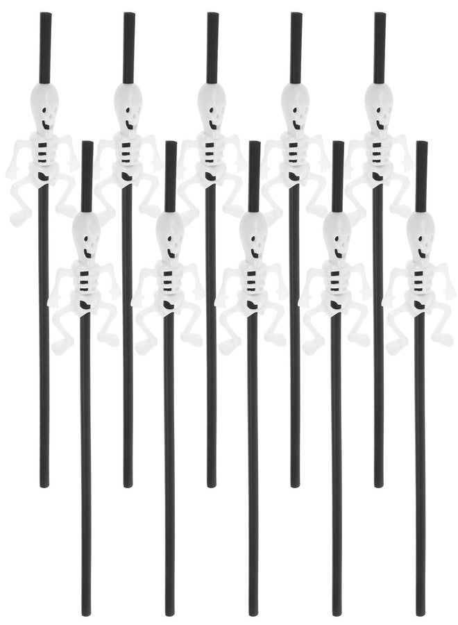 Amosfun 10pcs Halloween Straws Plastic Skeleton Straws Reusable Straight Drinking Straws Halloween Party Decoration Supplies for Beverage Bar KTV - Image 1