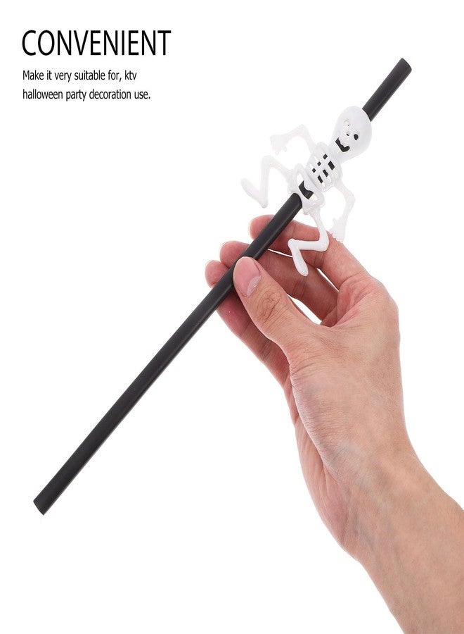 Amosfun 10pcs Halloween Straws Plastic Skeleton Straws Reusable Straight Drinking Straws Halloween Party Decoration Supplies for Beverage Bar KTV - Image 5