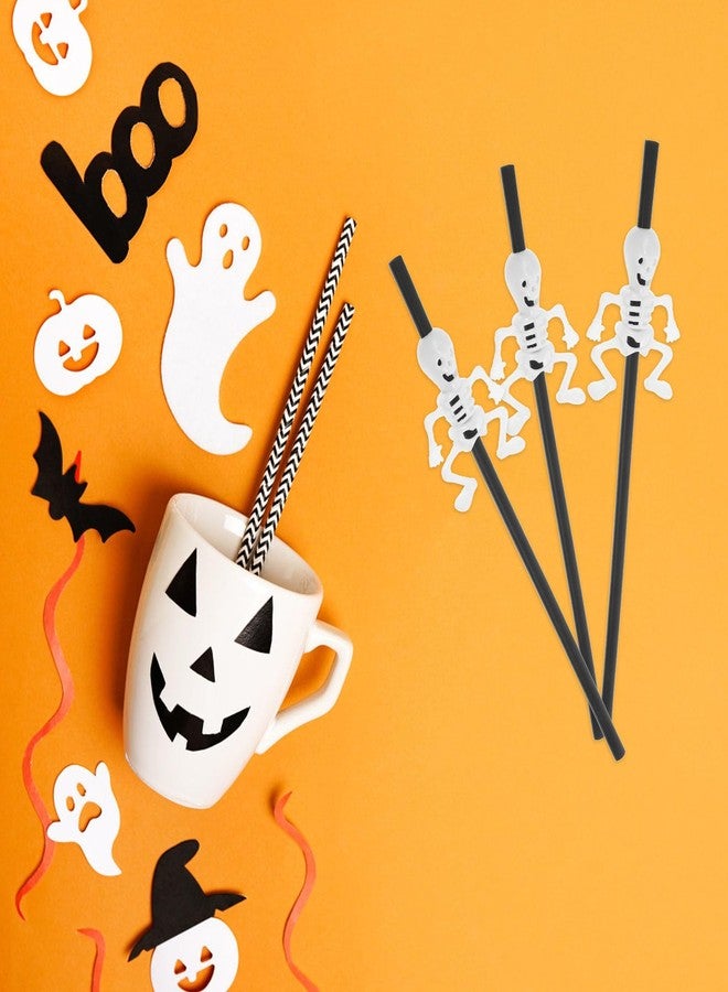 Amosfun 10pcs Halloween Straws Plastic Skeleton Straws Reusable Straight Drinking Straws Halloween Party Decoration Supplies for Beverage Bar KTV - Image 4