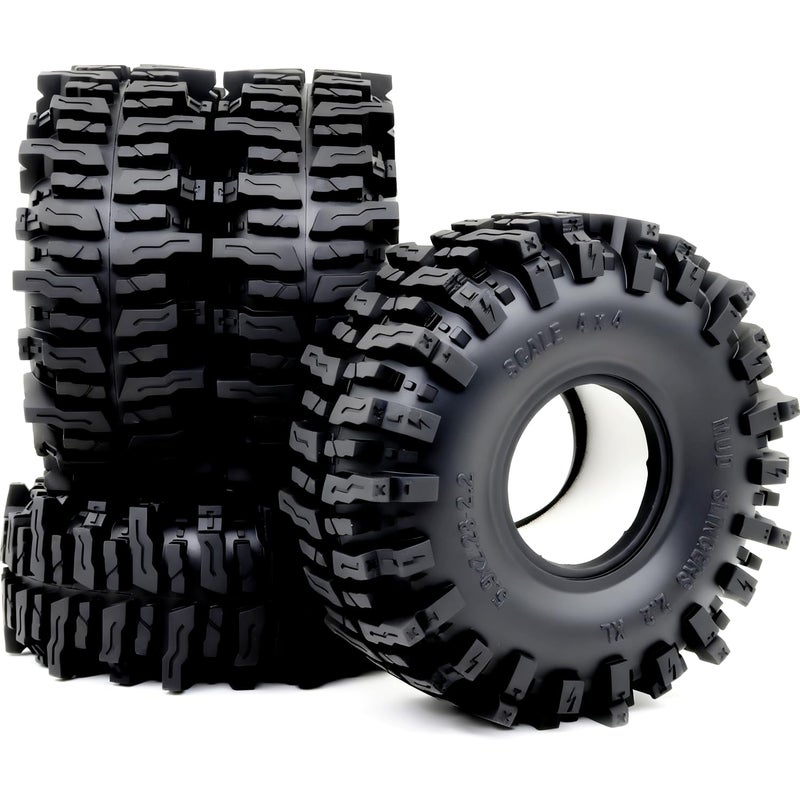 HOBBYSOUL 5.9'' Tall RC 2.2 Crawler Tires (Super Soft Sticky) T10 Mud Slingers XL 2.2'' Tire Tyre for 1/10 Scale RC Crawler Upgrades, HS701806 - Image 1