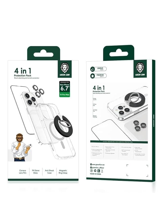 GREEN LION 4 In 1 360 Degree 9H Protection Pack For Iphone 14 Pro 6.1 Inch Size Black - Image 2
