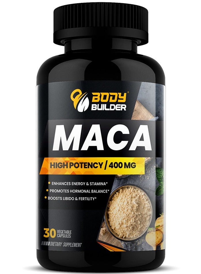 Body Builder Maca 30 Veggie Capsules 400 mg Enhances Energy & Stamina