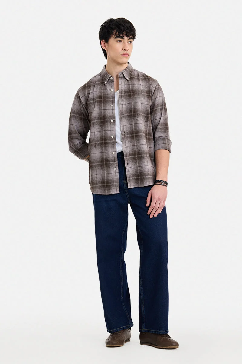 سنيتش Dark Blue Solid Loose Fit Streetwear Jeans