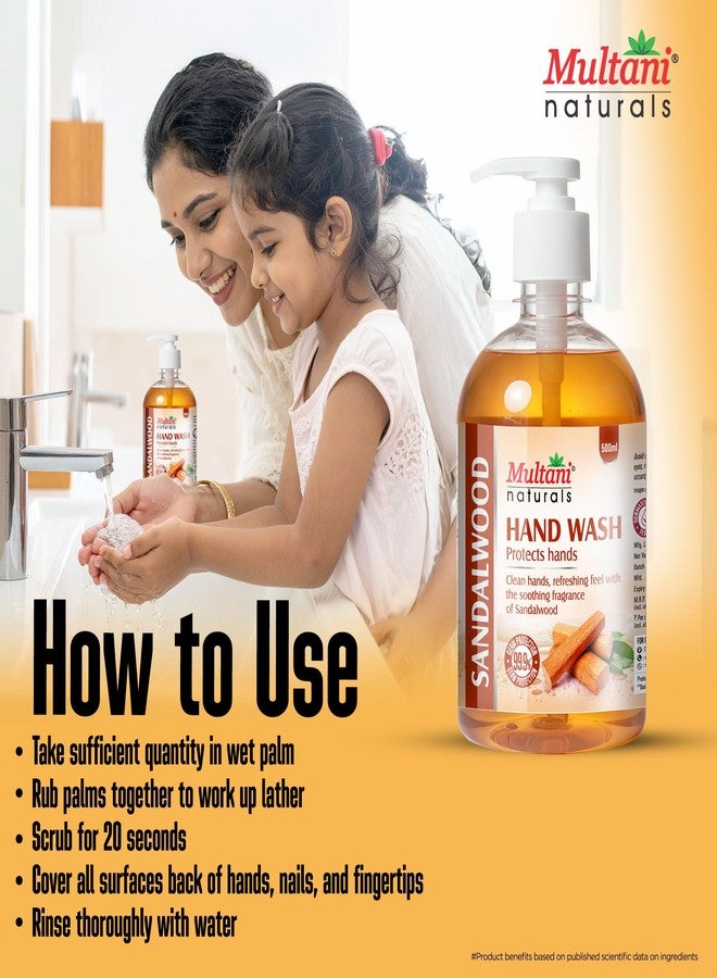 Multani Natural Sandalwood Hand Wash (500 ml) | Clean Hands, Refreshing Feel With The Soothing Fragrance Of Sandalwood with Natural Ingredients | 99.9% Germ Protection Liquid Hand Wash - Image 3