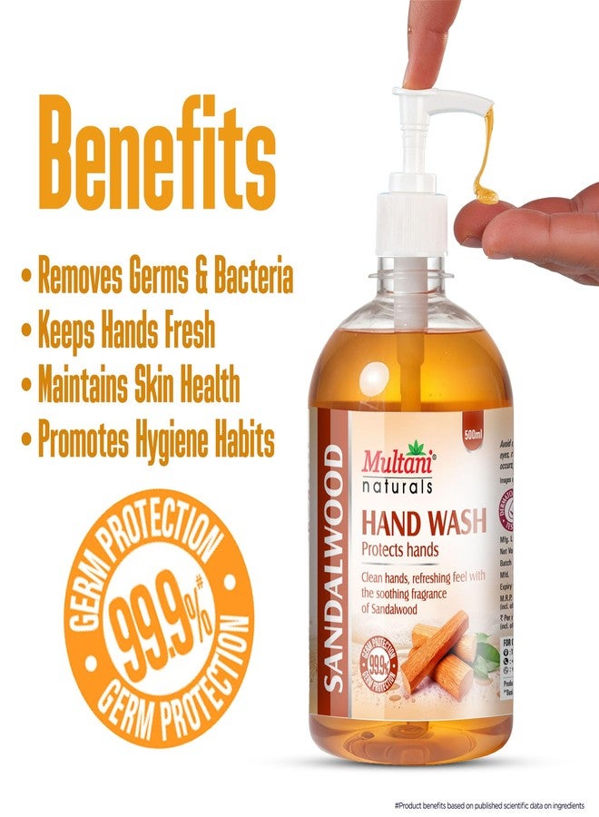Multani Natural Sandalwood Hand Wash (500 ml) | Clean Hands, Refreshing Feel With The Soothing Fragrance Of Sandalwood with Natural Ingredients | 99.9% Germ Protection Liquid Hand Wash - Image 5