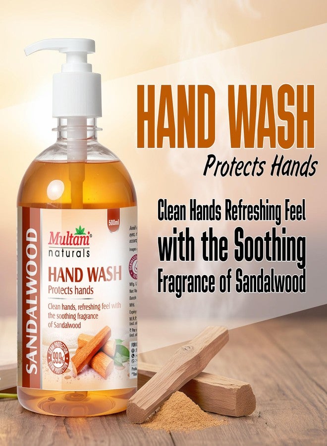 Multani Natural Sandalwood Hand Wash (500 ml) | Clean Hands, Refreshing Feel With The Soothing Fragrance Of Sandalwood with Natural Ingredients | 99.9% Germ Protection Liquid Hand Wash - Image 2