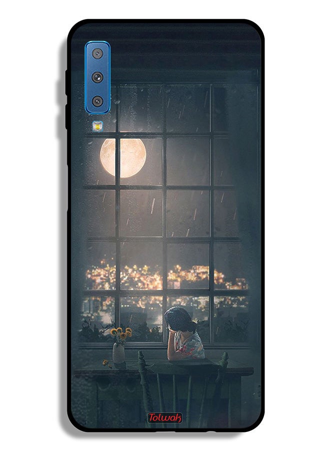 Tolwak Samsung Galaxy A7 (2018) Protective Case Cover Looking At Moon Art - Image 1