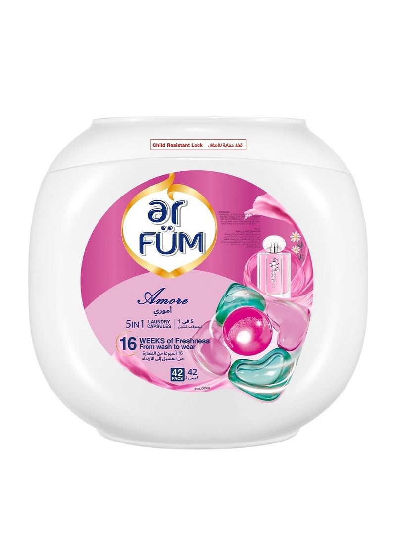 ar FUM ArFum PODS, 5-in-1 Laundry Detergent Capsules with German Formulated Laundry Pods and 16 Weeks of Long-Lasting Fragrance Capsules (Eternal, Amore, Lily), 3 X 42 Pods (126 Capsules) - Image 2