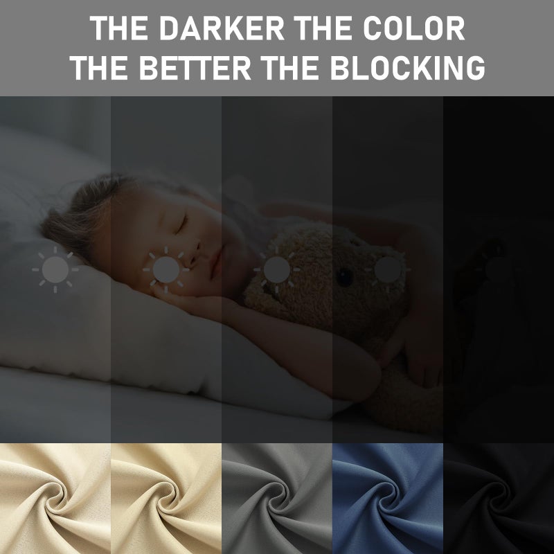 CUCRAF Grayish White Blackout Curtains 96 inch Length 2 Panels Set  Rod Pocket Room Darkening Drapes for Bedroom Living Room  Insulated Thermal Light Blocking Window Curtain (W52 x L96 Inch) - Image 2