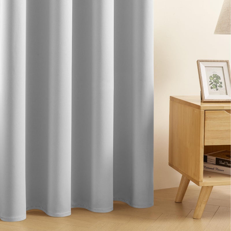 CUCRAF Grayish White Blackout Curtains 96 inch Length 2 Panels Set  Rod Pocket Room Darkening Drapes for Bedroom Living Room  Insulated Thermal Light Blocking Window Curtain (W52 x L96 Inch) - Image 5