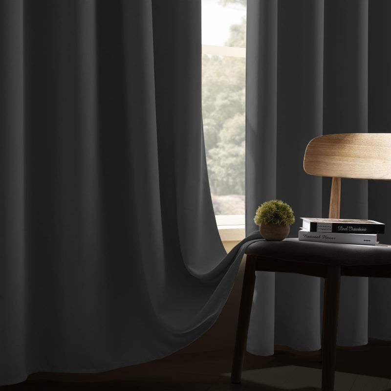 CUCRAF Grayish White Blackout Curtains 96 inch Length 2 Panels Set  Rod Pocket Room Darkening Drapes for Bedroom Living Room  Insulated Thermal Light Blocking Window Curtain (W52 x L96 Inch) - Image 4