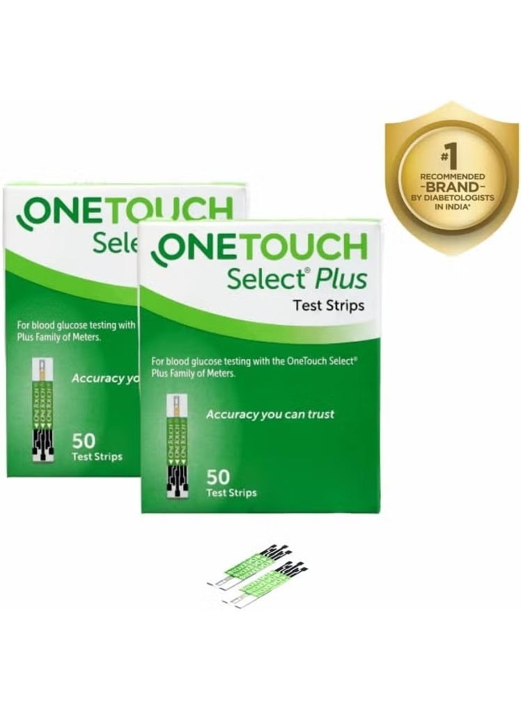 ون تاتش شرائط اختبار OneTouch Select Plus، عدد 50 شريطًا (عبوة تحتوي على 2 شرائط، لون أخضر) - Image 1
