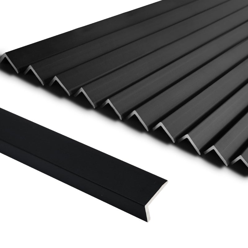 SUNWINGS 10-Pack 12 Inch Peel and Stick Aluminum Tile Trim, Decorative Backsplash Trim Edge, Self Adhesive Marble Tile Liner, Matte Black Medium - Image 1
