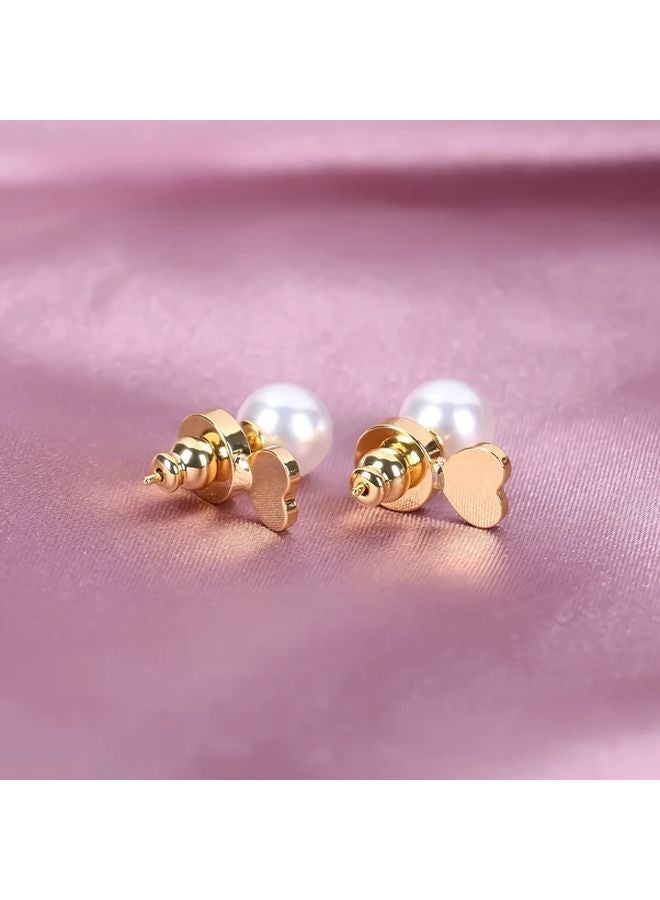 Golden Heart Locking Bullet Earring Backs 4pcs Support For Heavy Droopy Earrings - Image 3