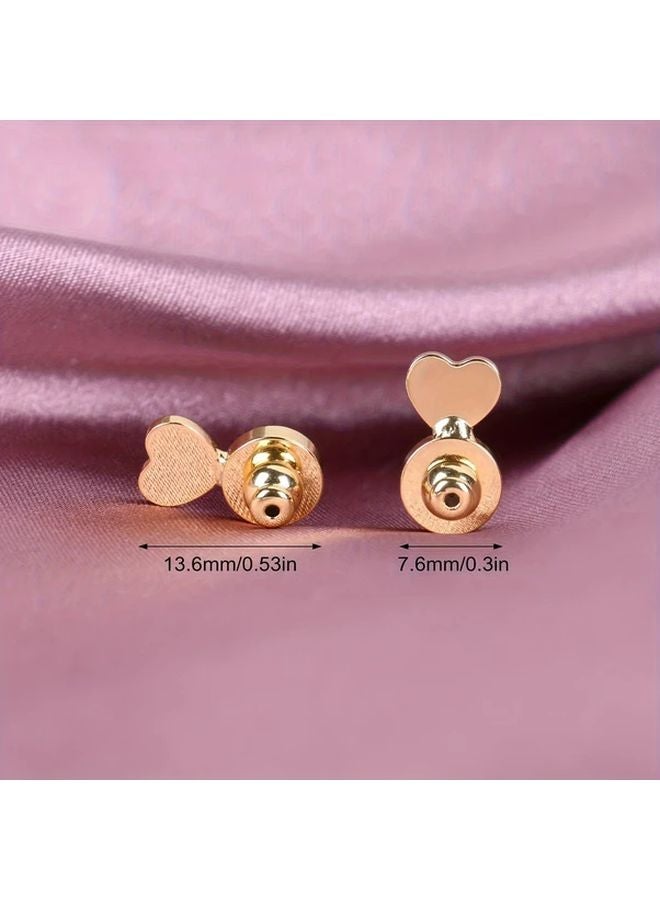 Golden Heart Locking Bullet Earring Backs 4pcs Support For Heavy Droopy Earrings - Image 4