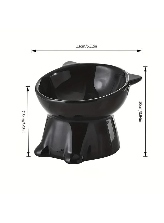 Black Elevated Cat Bowl 15 Degree Tilt Anti Vomit Neck Support Wide Base Durable Plastic - Image 3
