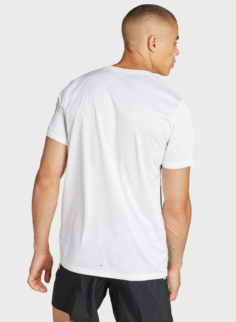 Adidas Run It Tee White Running T-Shirts For Men XS