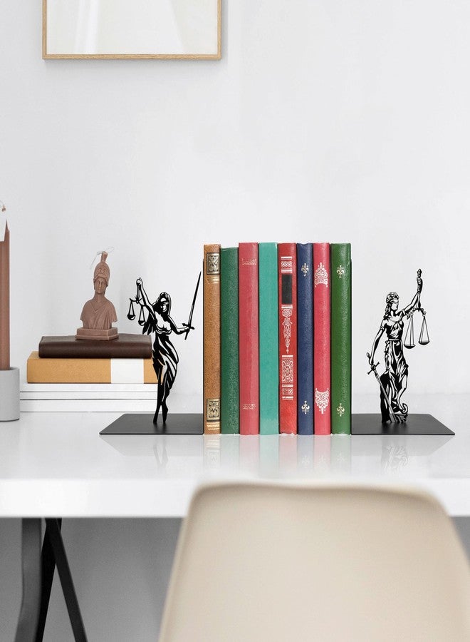 فاصلتا كتب على شكل تمثال سيدة العدالة - ميزان العدالة المعدني، ديكور مثالي لمكتب المحاماة، هدية للمحامين، رف الكتب أو سطح المكتب، 4.7 × 4.7 × 6 بوصة، ديكور ريفي لمكتب المحامي - Image 5