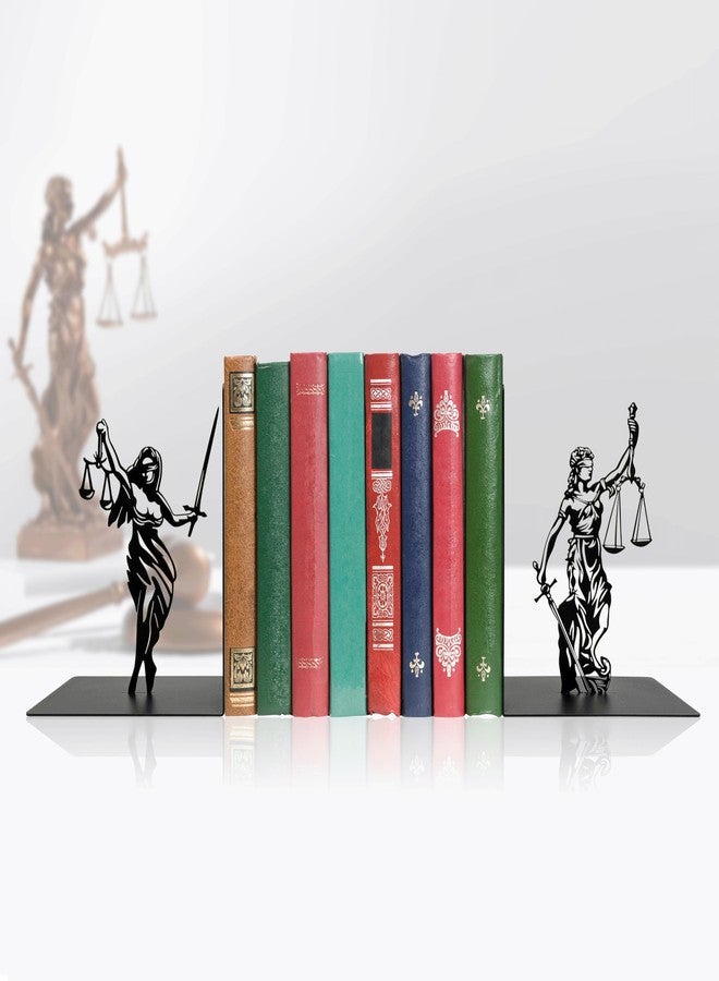 فاصلتا كتب على شكل تمثال سيدة العدالة - ميزان العدالة المعدني، ديكور مثالي لمكتب المحاماة، هدية للمحامين، رف الكتب أو سطح المكتب، 4.7 × 4.7 × 6 بوصة، ديكور ريفي لمكتب المحامي - Image 4