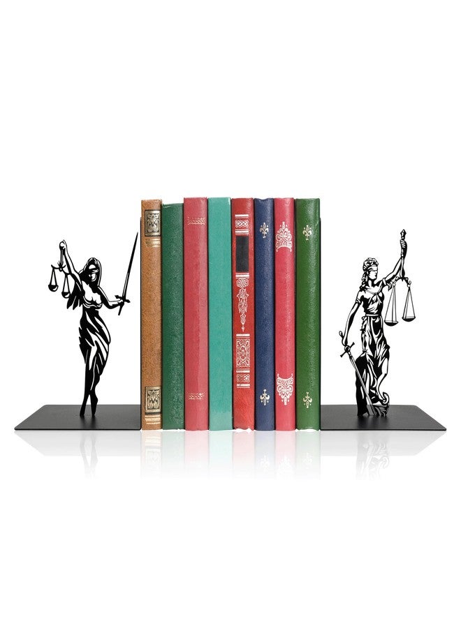فاصلتا كتب على شكل تمثال سيدة العدالة - ميزان العدالة المعدني، ديكور مثالي لمكتب المحاماة، هدية للمحامين، رف الكتب أو سطح المكتب، 4.7 × 4.7 × 6 بوصة، ديكور ريفي لمكتب المحامي - Image 1