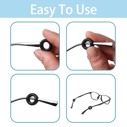 Fapiwen 10 Pairs Glasses Ear Grip, Silicone Anti Slip Eyeglass Holder Comfort Eyeglasses Ear Hooks Eyeglass Ear Grips Sleeve Holder For Spectacle sunglasses reading glasses Sport Eyewear (Black+Clear) - Image 4