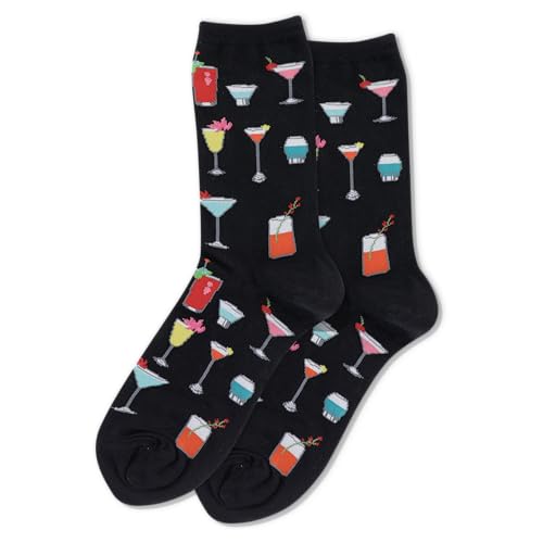 Hot Sox Women's Fun Drinks Crew Socks-1 Pair Pack-Happy Hour Cool & Funny Gifts, Cocktails (Black), Shoe Size: 4-10 - Image 2