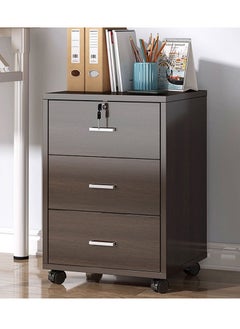 3 Drawer Wood File Cabinet with Lock Printer Stand with Open Storage Shelves, Black