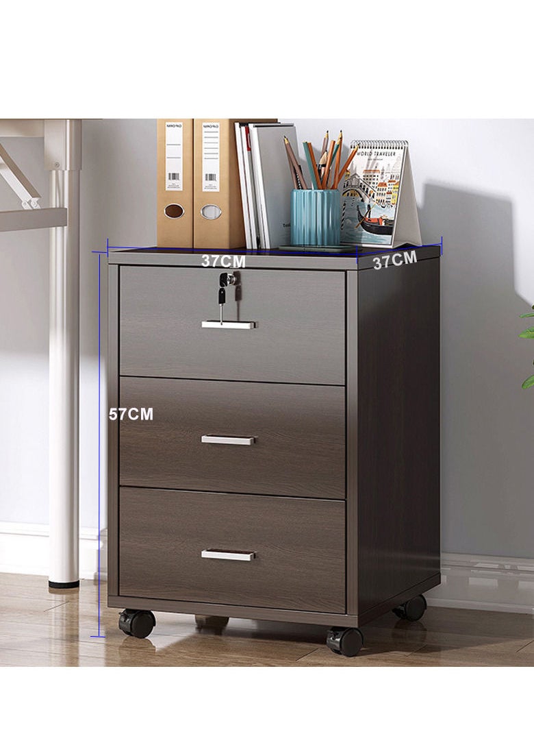 ZUIHAO - 3 Drawer Wood File Cabinet with Lock Printer Stand with Open Storage Shelves, Black - Image 1
