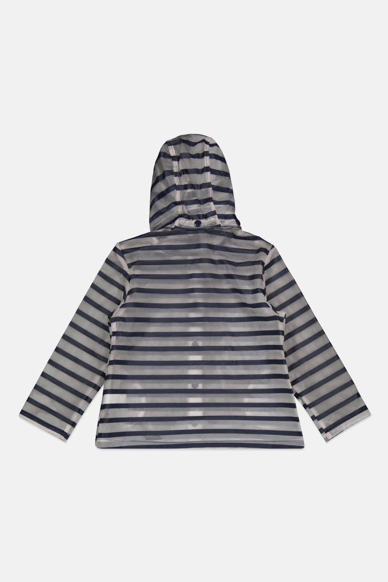 Tchibo Kids Girl Stripe Hooded Rain Jacket, Navy - Image 2