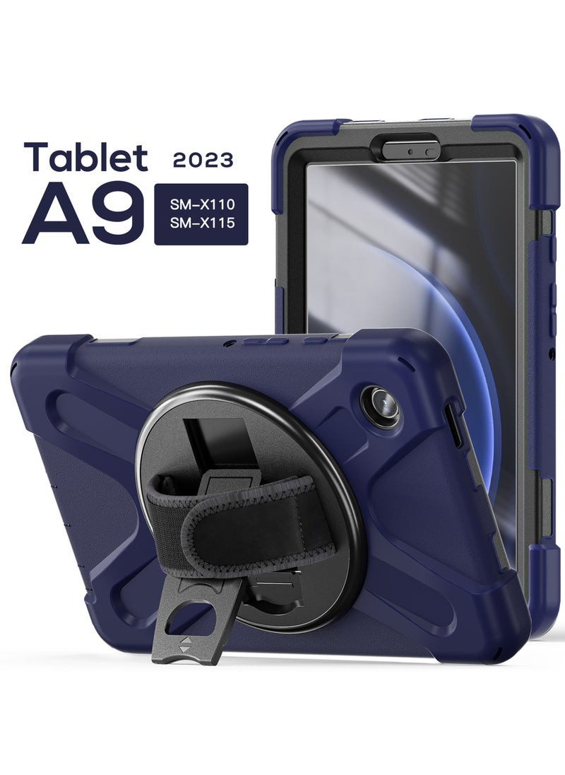 Rock Pow - Samsung Galaxy Tab A9 Case 8.7 Inch 2023 SM-X110/X115/X117 for Kids | Heavy Duty Shockproof Case with Rotating Stand Hand Strap for Galaxy Tab A9 Tablet 2023 - Image 1