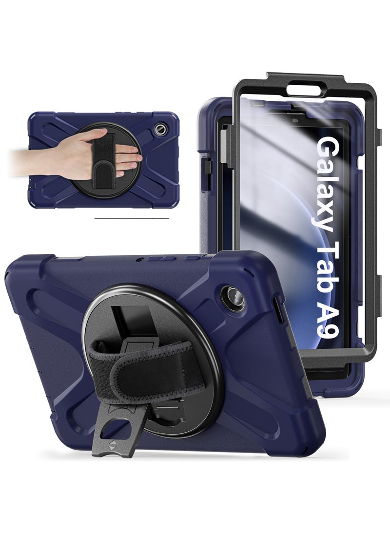 Rock Pow - Samsung Galaxy Tab A9 Case 8.7 Inch 2023 SM-X110/X115/X117 for Kids | Heavy Duty Shockproof Case with Rotating Stand Hand Strap for Galaxy Tab A9 Tablet 2023 - Image 1
