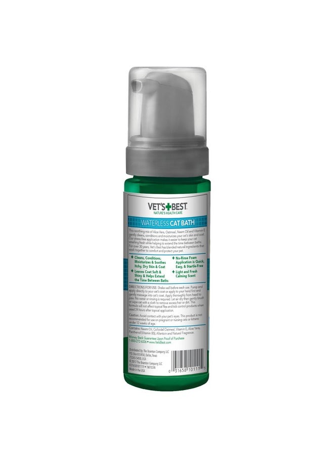 Vet's Best Vet's Best Waterless Cat Bath, No Rinse Waterless Dry Shampoo for Cats, Veterinarian Formulated Cat Shampoo, Kitten Shampoo, 4 oz  - Image 2