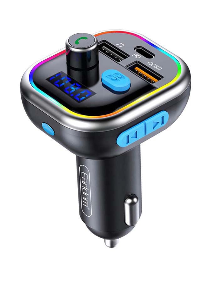 NIBEMINENT Bluetooth FM Transmitter Fast Car Charger Black - Image 1