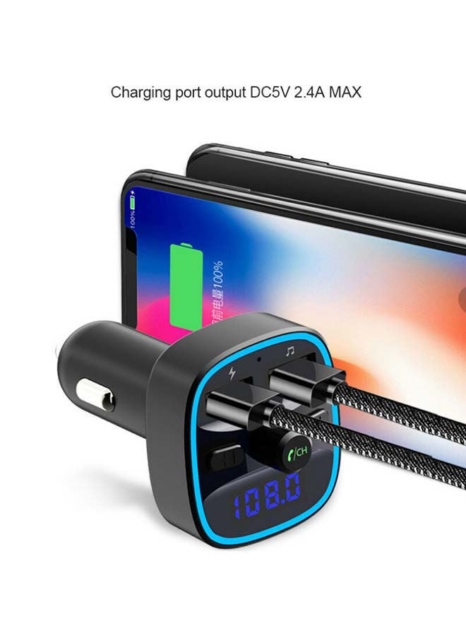 NIBEMINENT Bluetooth FM Transmitter Fast Car Charger Black - Image 5