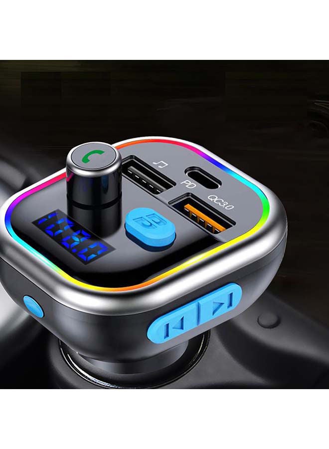 NIBEMINENT Bluetooth FM Transmitter Fast Car Charger Black - Image 3