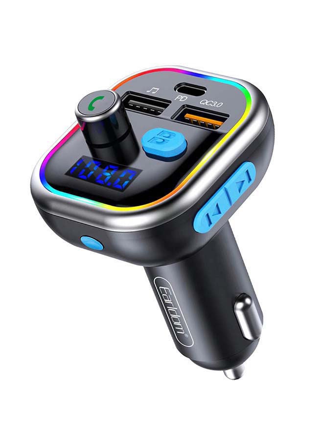 NIBEMINENT Bluetooth FM Transmitter Fast Car Charger Black - Image 2