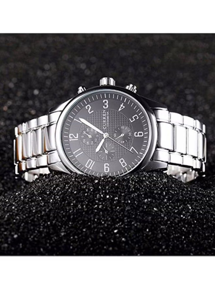 CURREN Men's Stainless Steel Chronograph Watch WT-CU-8046-B1 - 43 mm - Silver - Image 2