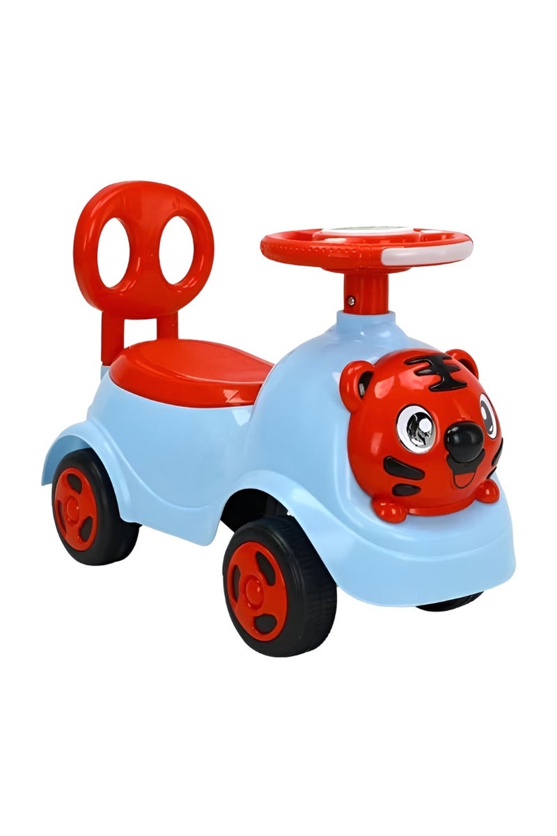 Red  Blue Tiger Ride-On Push Car for Toddlers – Fun Animal Toy Vehicle with Steering Wheel – Ages 1-3 - Image 2