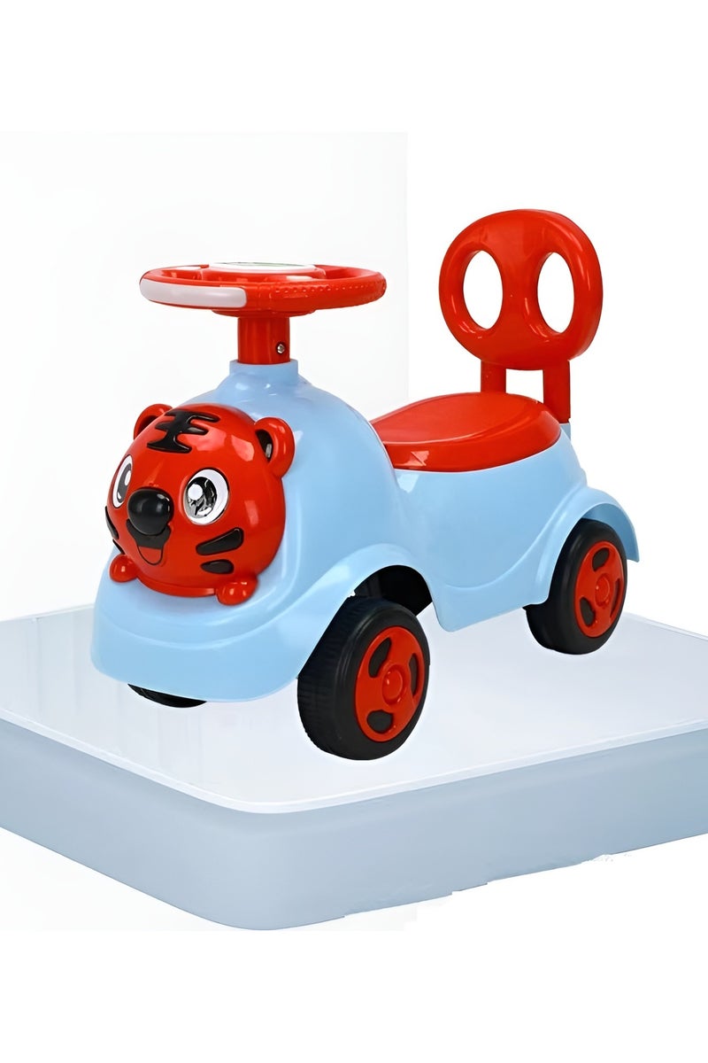 Red  Blue Tiger Ride-On Push Car for Toddlers – Fun Animal Toy Vehicle with Steering Wheel – Ages 1-3 - Image 3