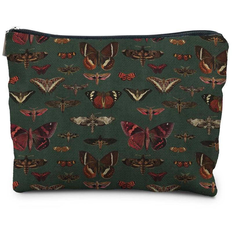 RYYCDOI حقائب مستحضرات التجميل على شكل فراشة من Ryycdoi Moody Green Academia Butterfly حقيبة أدوات الزينة للنساء حقيبة مكياج على شكل فراشة كلاسيكية هدايا على شكل فراشة للنساء حقيبة مكياج على شكل فراشات داكنة - Image 1