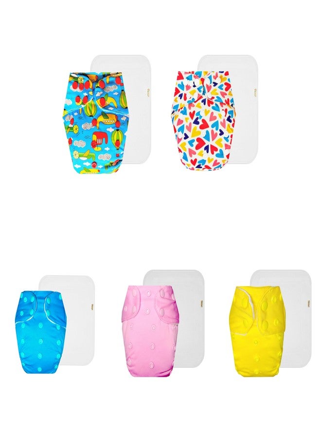 حفاضات دمبلدو القماشية الممتازة مع حشوة قطنية (عبوة من 5) | مضادة للحساسية | قابلة لإعادة الاستخدام والغسل | سريعة الجفاف | مثالية لفصل الصيف الهندي | من 3 أشهر إلى 3 سنوات | مناسبة للجنسين - Image 1