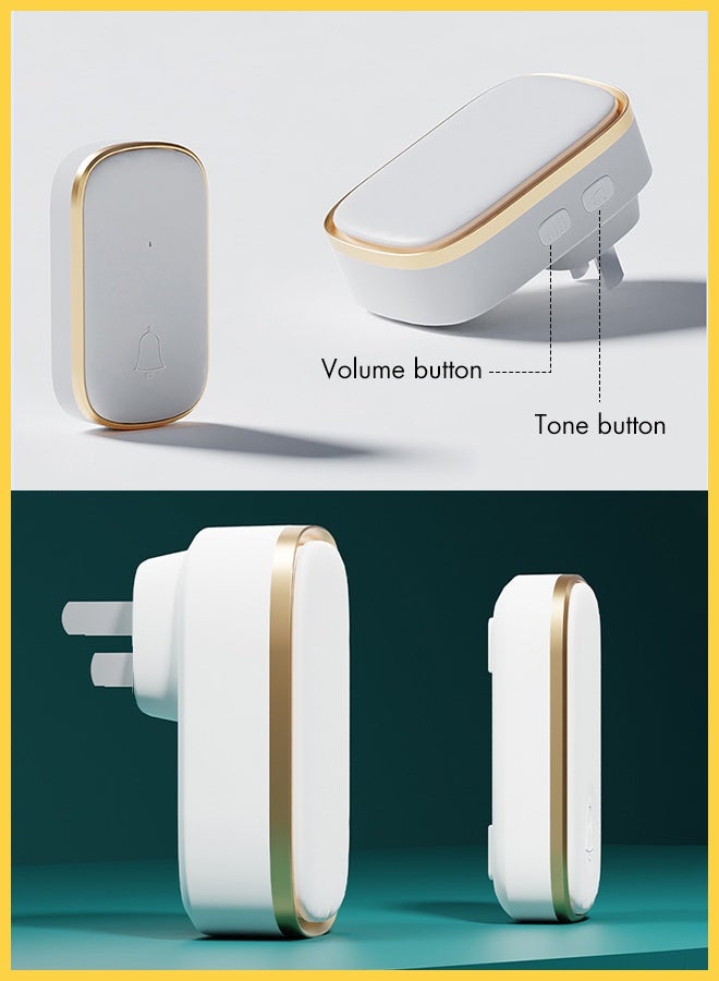 CHOWROAD New golden edge Waterproof Wireless Doorbell with UK Plug, LED Flash,  1000 Feet Range, 38 Sounds and 4 Levels of Volume, Cordless Doorbell for Home, Office, Apartment, Hotel, Warehouse and Anti-Theft - Image 5