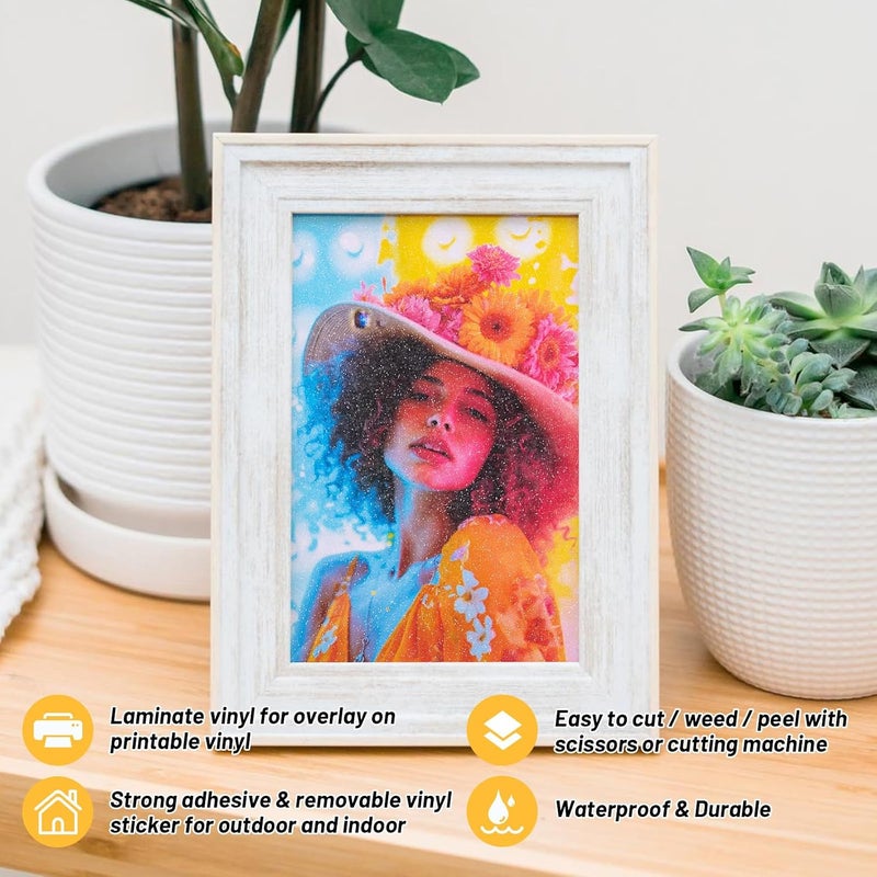 TECKWRAP أوراق تغليف هولوغرافي مقاومة للماء - فينيل شفاف A4 ذاتي اللصق مع طبقة UV للتغليف DIY ورق ملصقات فينيل قابل للطباعة لطابعة الحبر النفاث 8.26 × 11.69 بوصة 28 ورقة، بريق - Image 4