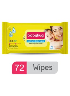 babyhug Babyhug Premium Baby Lemon Wipes, Infused With Aloe Vera And Vitamin E, Refreshing And Soothing Touch, 0 Months+ - 72 Pieces 