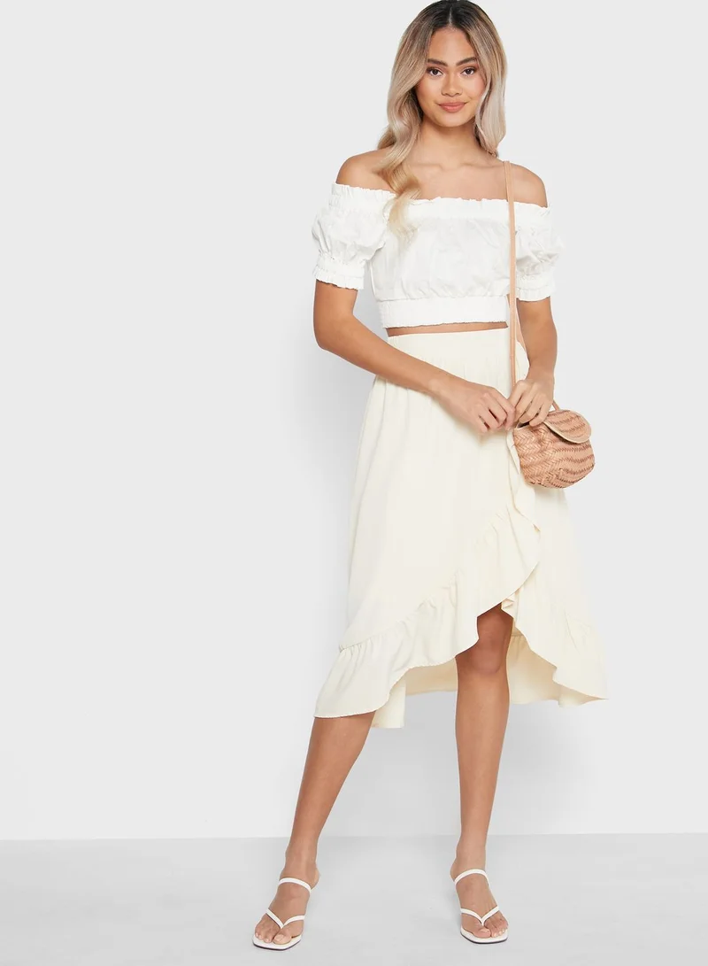 Ginger Bardot Shirred Detail Top