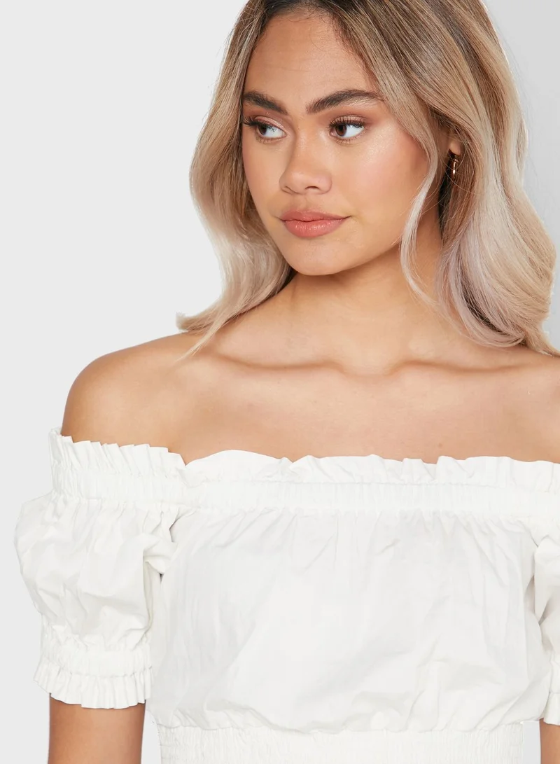 Ginger Bardot Shirred Detail Top