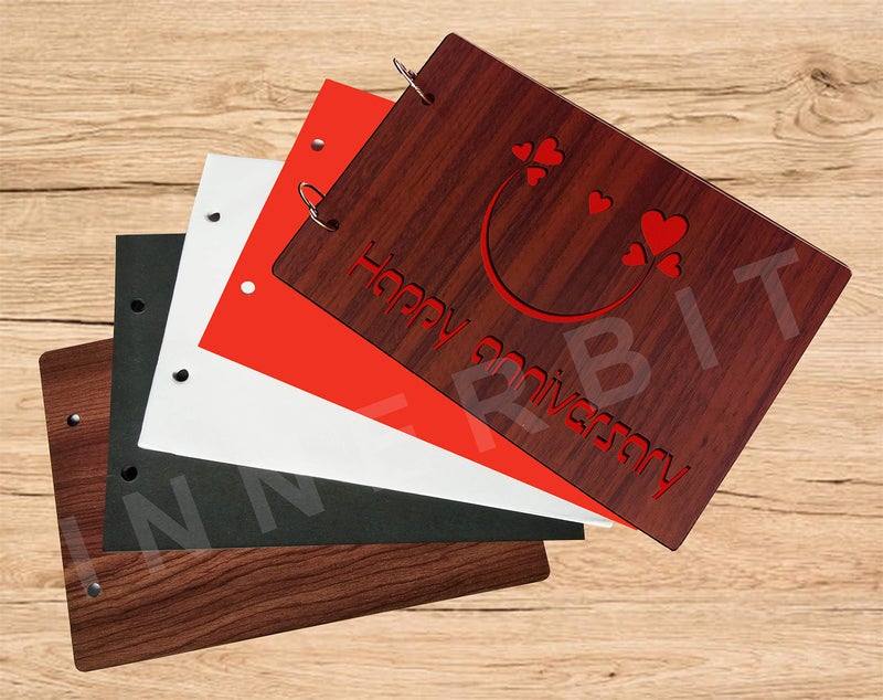 innerbit® 'Happy Anniversary' Artistic Wooden Photo Album Scrap Book 30 Pages - Size (22 cm x 15 cm) Gift Item - Image 5