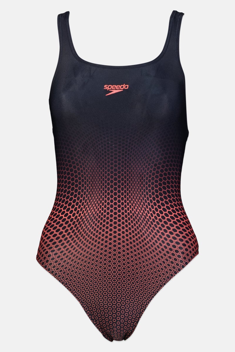 speedo Women Embroidered Logo Non Padded One Piece, Multicolor - Image 1