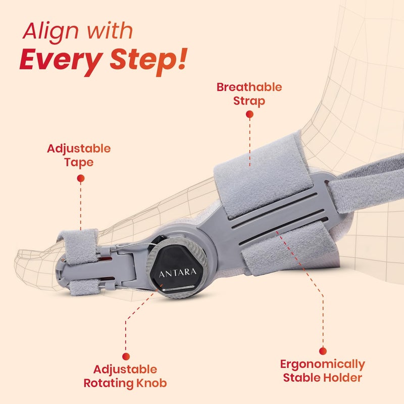 AGEasy Antara Bunion Corrector Orthopedic Toe Straightener with Adjustable Rotating Knob, Universal Fit for both Left and Right Feet (One Size - Pack of 2) - Image 4