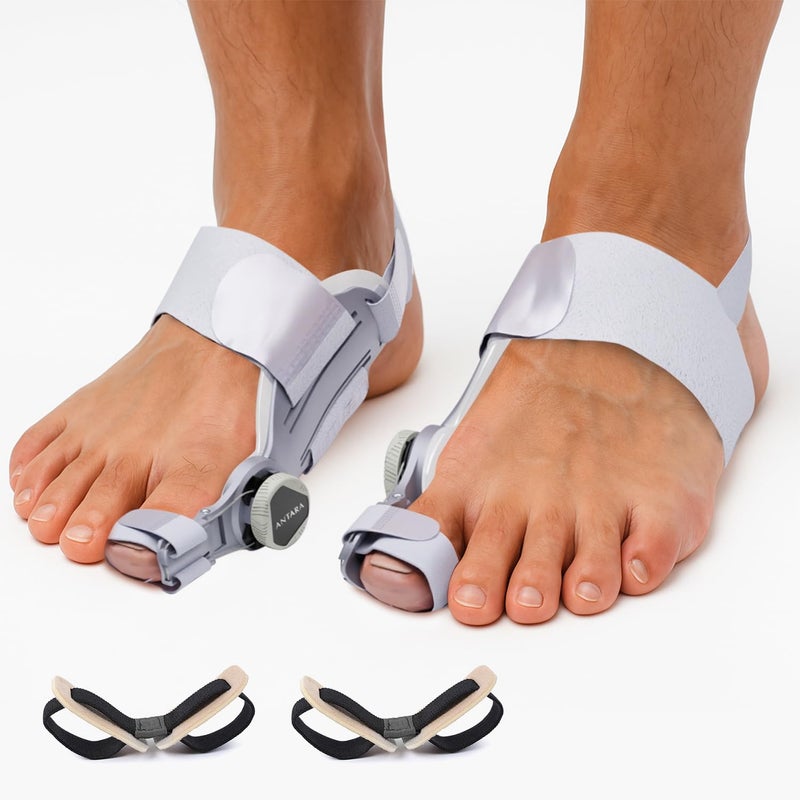 AGEasy Antara Bunion Corrector Orthopedic Toe Straightener with Adjustable Rotating Knob, Universal Fit for both Left and Right Feet (One Size - Pack of 2) - Image 1
